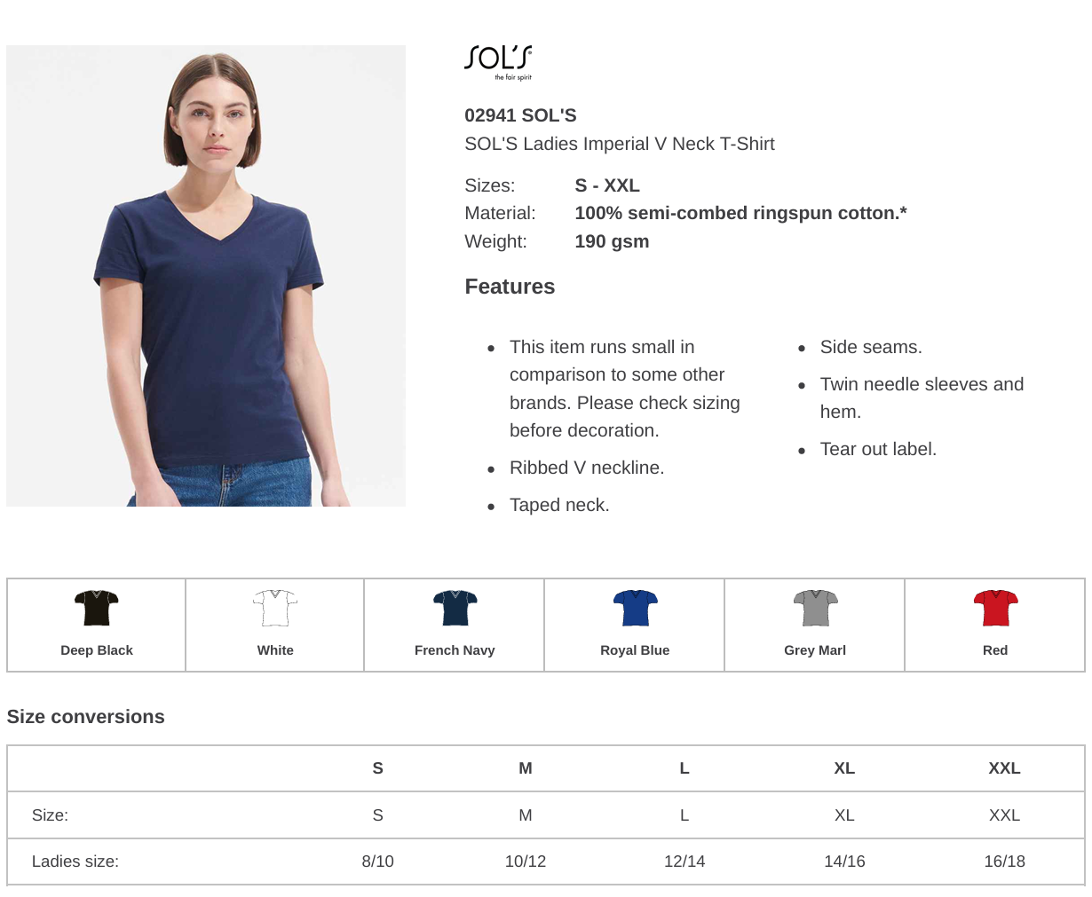 Ladies' V-Neck T-Shirt – Custom Printed or Embroidered with Your Business Logo