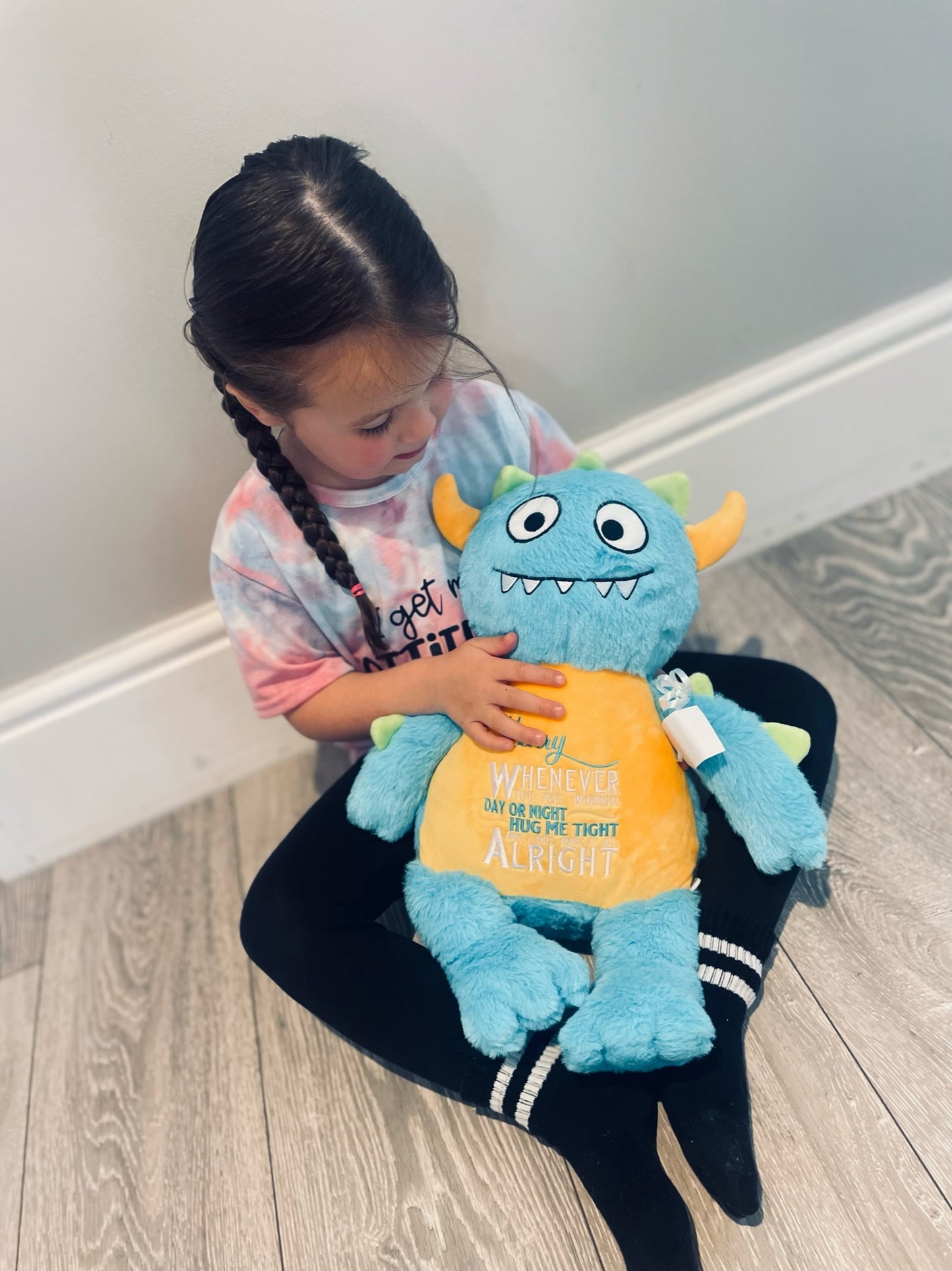 Children’s Worry Monster. Embroidered Personalised Plush Teddy. Children’s Anxiety Help