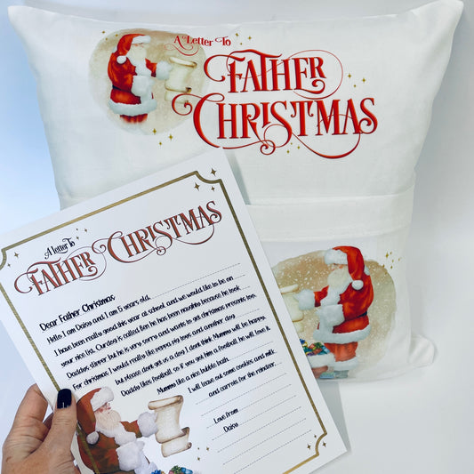Letter to Father Christmas Cushion PERSONALISED for Christmas Eve - Santa
