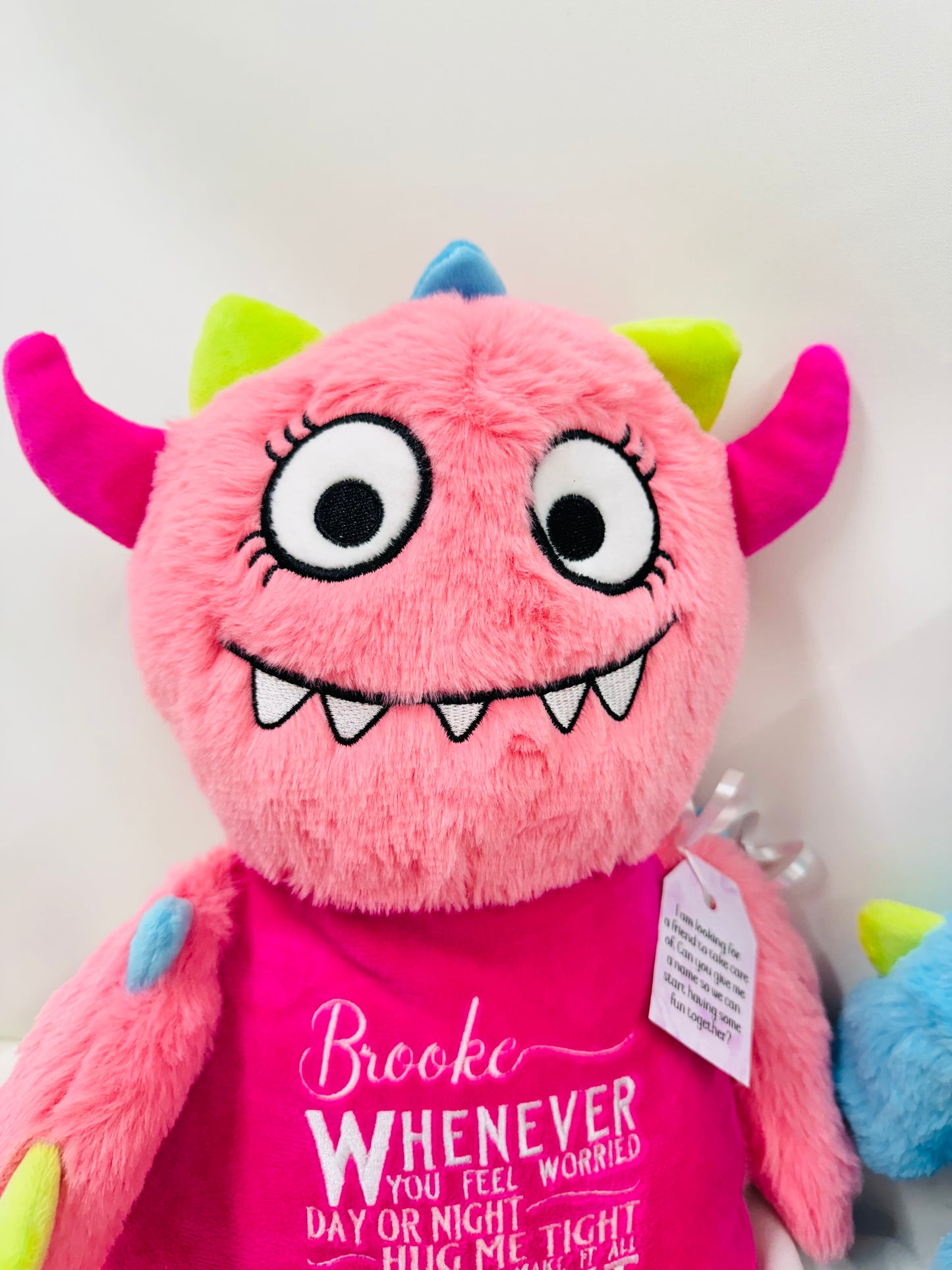 Children’s Worry Monster. Embroidered Personalised Plush Teddy. Children’s Anxiety Help