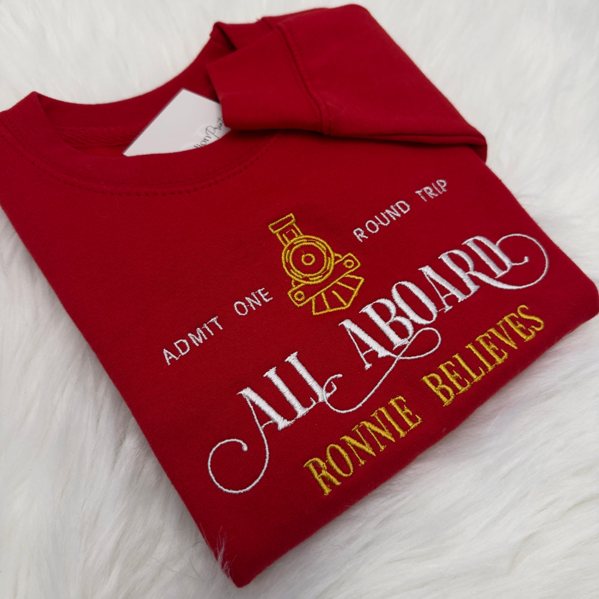Personalised Christmas Train Polar Express Embroidered Sweater or Hoodie