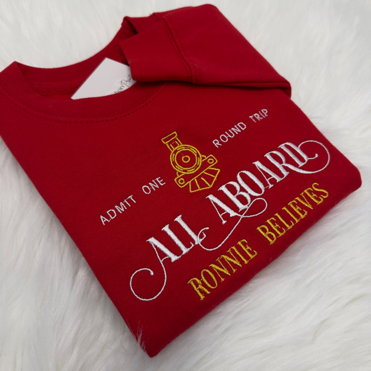 Personalised Christmas Train Polar Express Embroidered Sweater or Hoodie