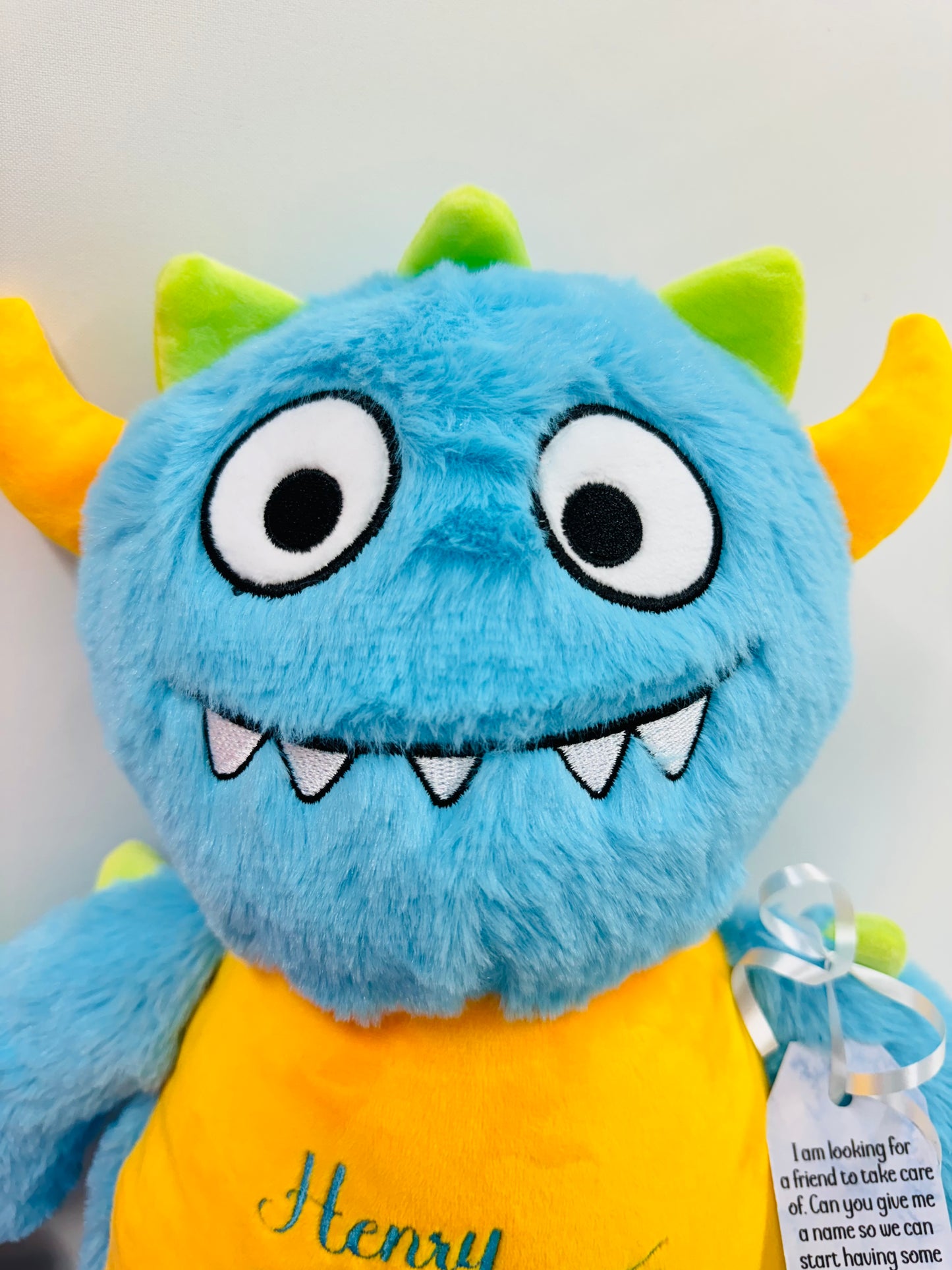 Children’s Worry Monster. Embroidered Personalised Plush Teddy. Children’s Anxiety Help