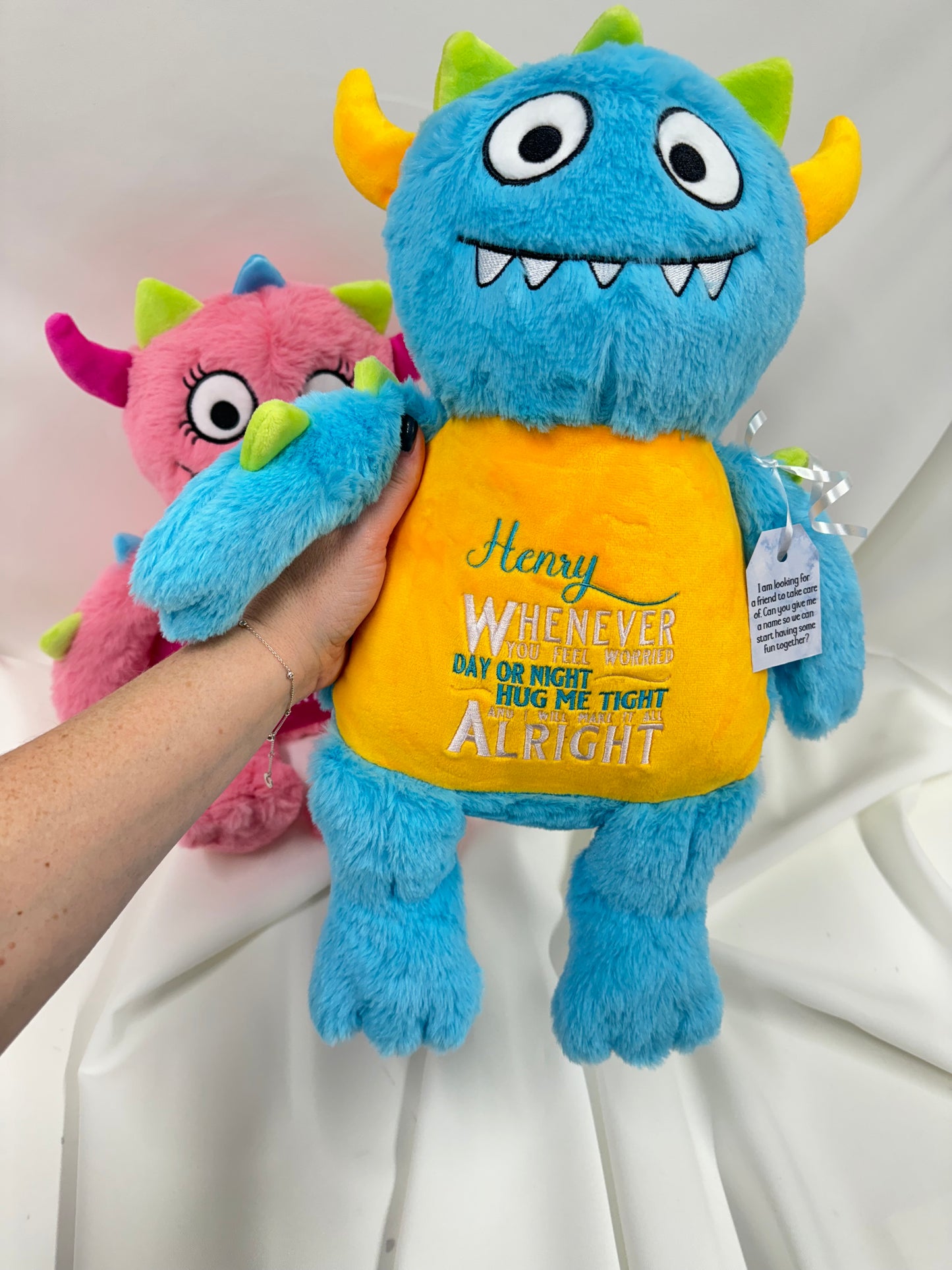 Children’s Worry Monster. Embroidered Personalised Plush Teddy. Children’s Anxiety Help