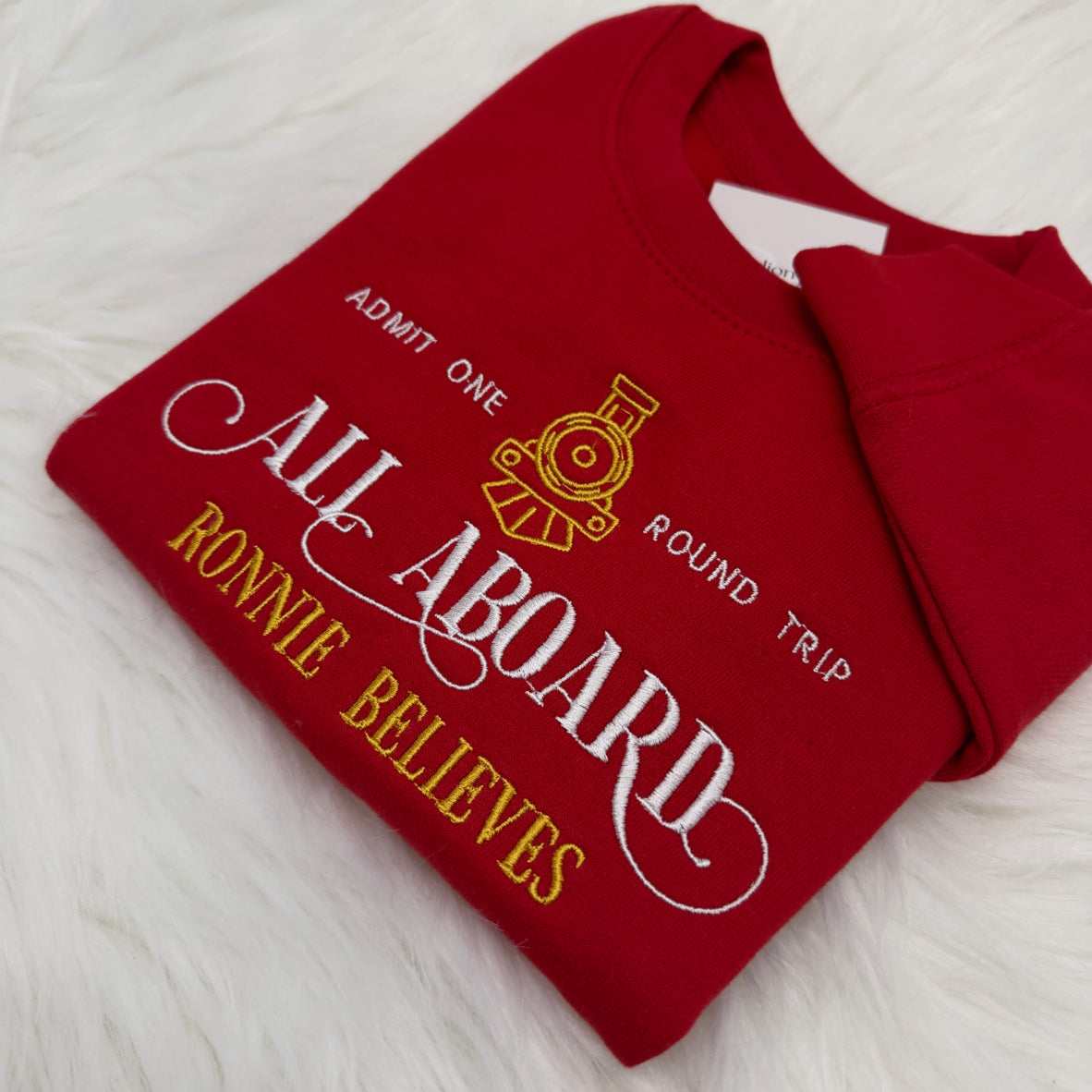 Personalised Christmas Train Polar Express Embroidered Sweater or Hoodie