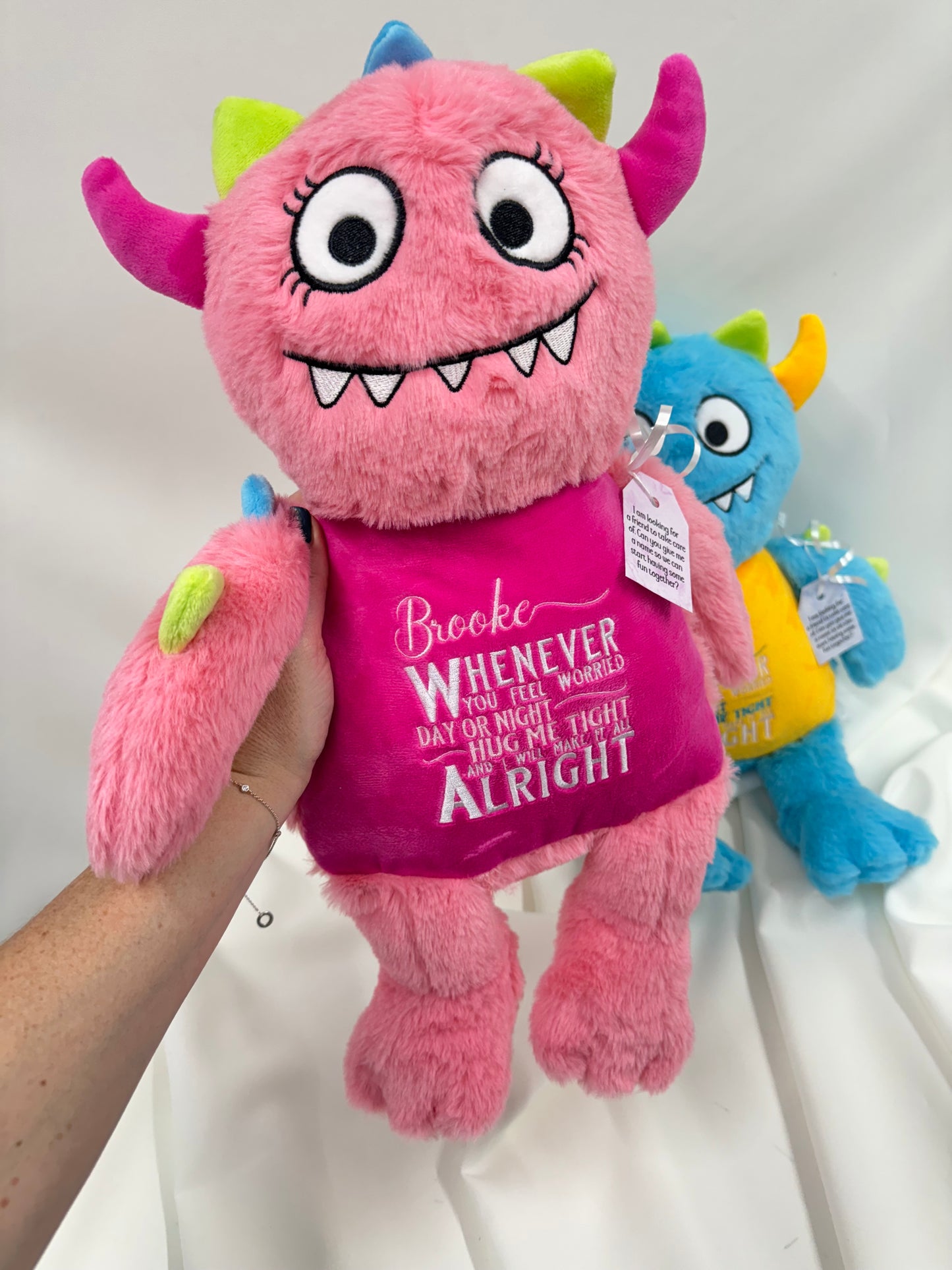 Children’s Worry Monster. Embroidered Personalised Plush Teddy. Children’s Anxiety Help