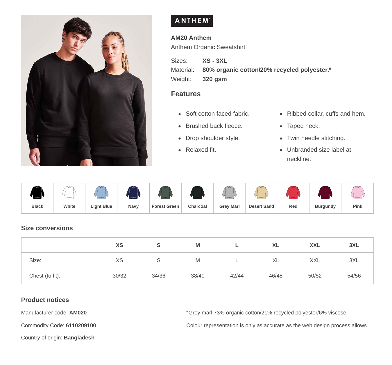 Unisex Anthem Organic Sweater Branded With Your Logo