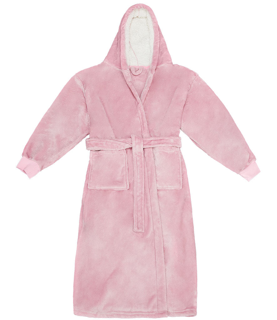 Cosy Sherpa-Lined Hooded Robe Various Colours with Custom Embroidery on the back. Mothers Day, Fathers Day gift idea.