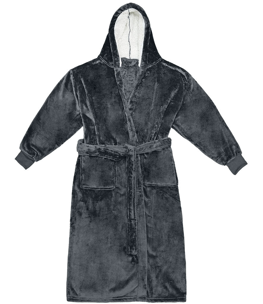 Cosy Sherpa-Lined Hooded Robe Various Colours with Custom Embroidery on the back. Mothers Day, Fathers Day gift idea.
