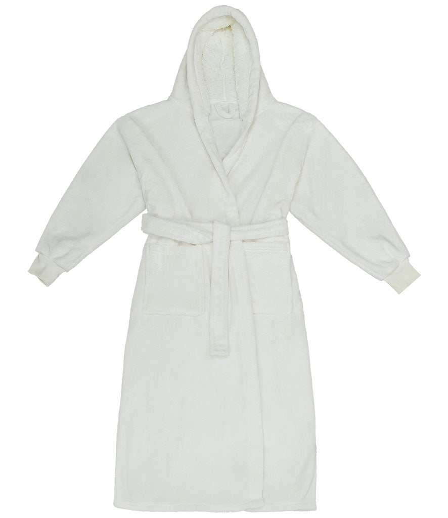 Cosy Sherpa-Lined Hooded Robe Various Colours with Custom Embroidery on the back. Mothers Day, Fathers Day gift idea.