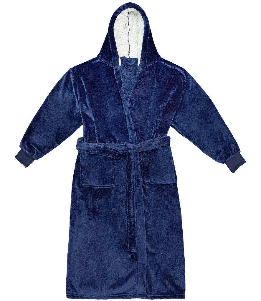 Cosy Sherpa-Lined Hooded Robe Various Colours with Custom Embroidery on the back. Mothers Day, Fathers Day gift idea.