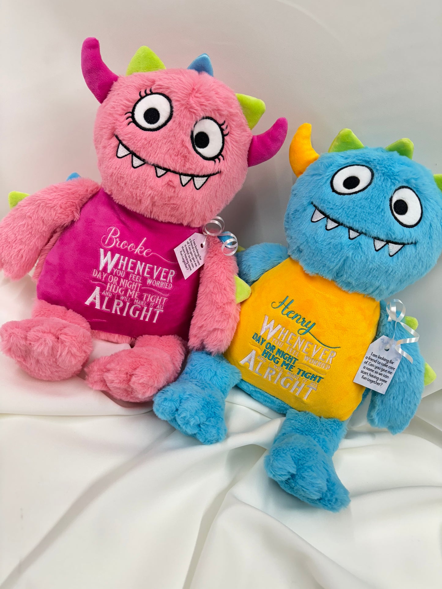 Children’s Worry Monster. Embroidered Personalised Plush Teddy. Children’s Anxiety Help