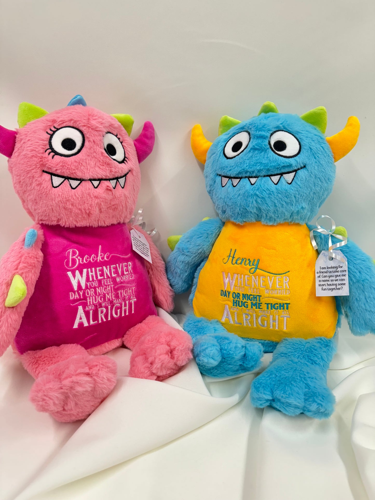 Children’s Worry Monster. Embroidered Personalised Plush Teddy. Children’s Anxiety Help