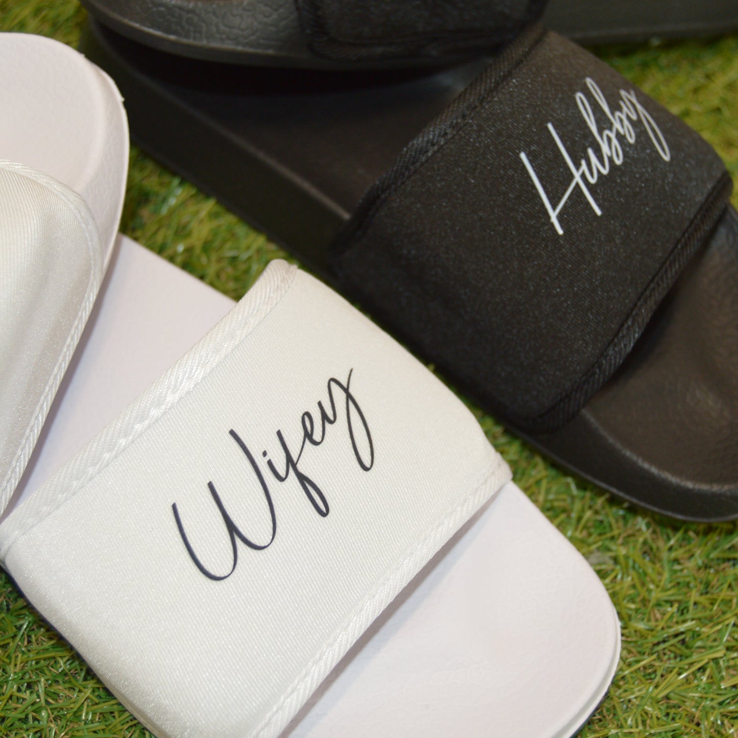 Hubby or WIFEY Honeymoon Sliders. Couples Wedding Gift