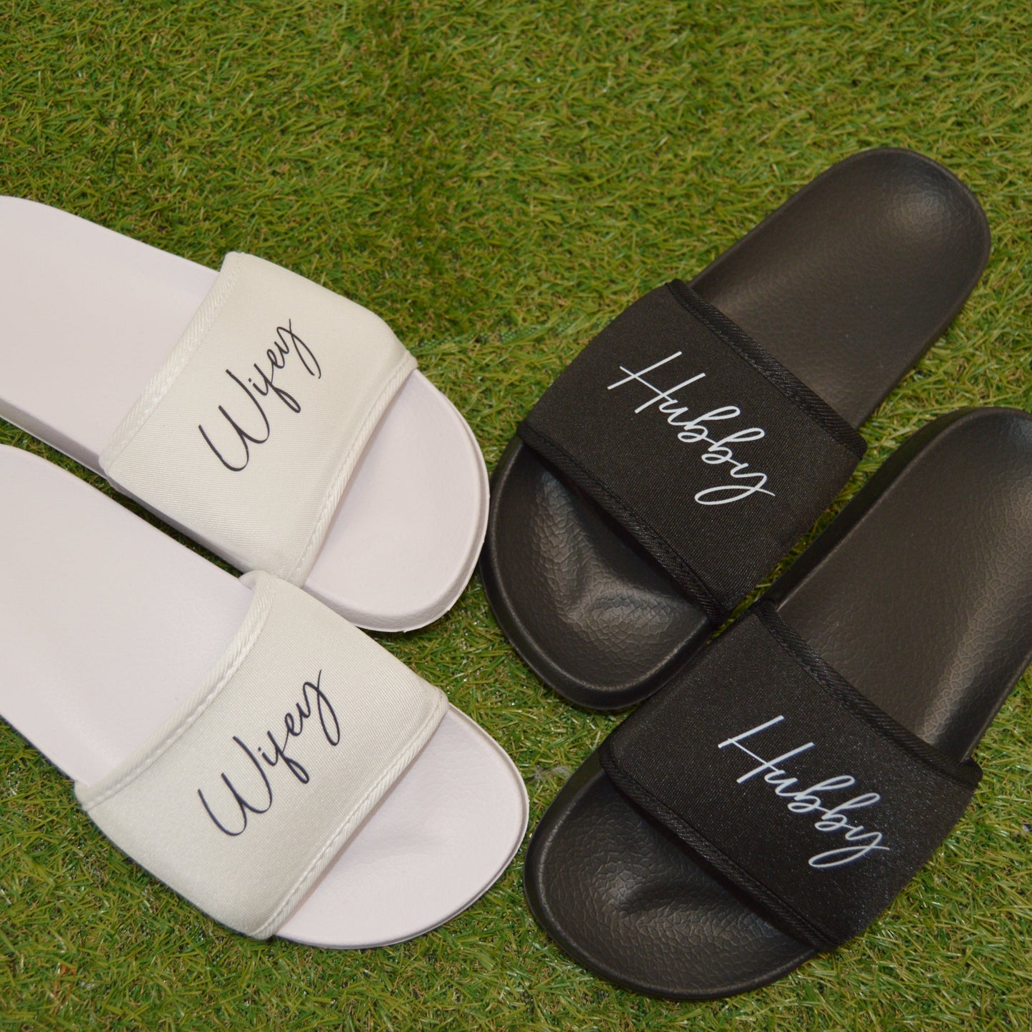 Hubby or WIFEY Honeymoon Sliders. Couples Wedding Gift