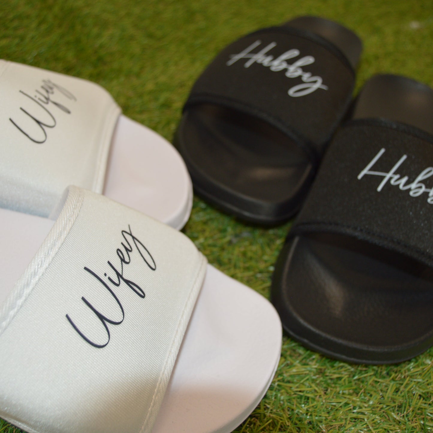 Hubby or WIFEY Honeymoon Sliders. Couples Wedding Gift