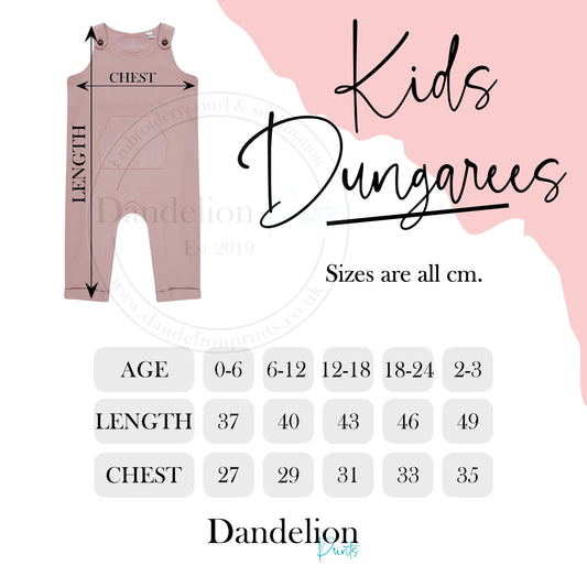 Children's Safari Embroidered Birthday Organic Cotton Dungaree Outfit T-Shirt Included