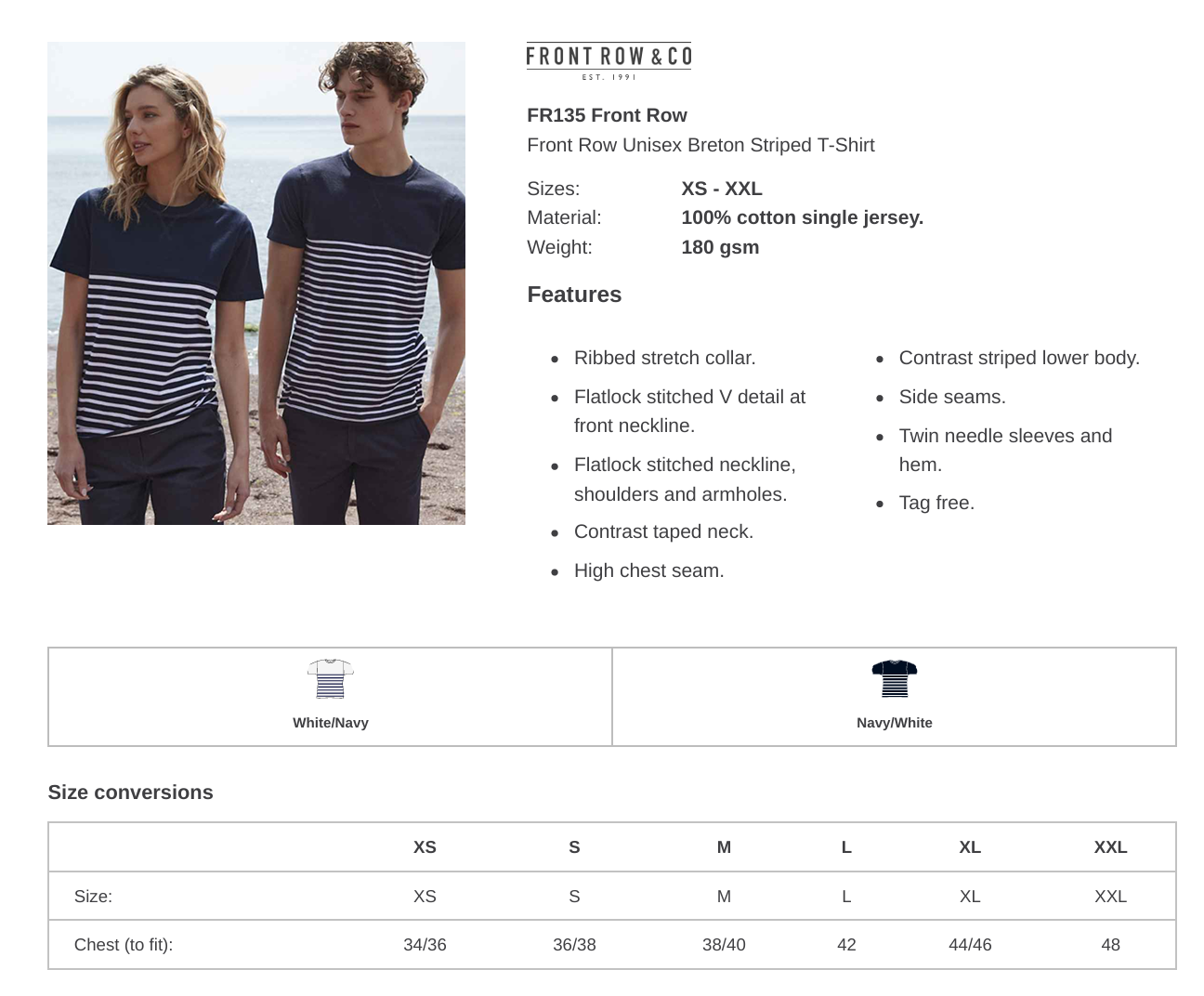 Unisex Striped Front Row Branded T-Shirt
