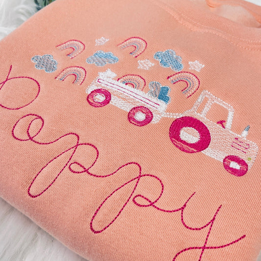 Rainbows & Clouds Girls Personalised Embroidered Sweater