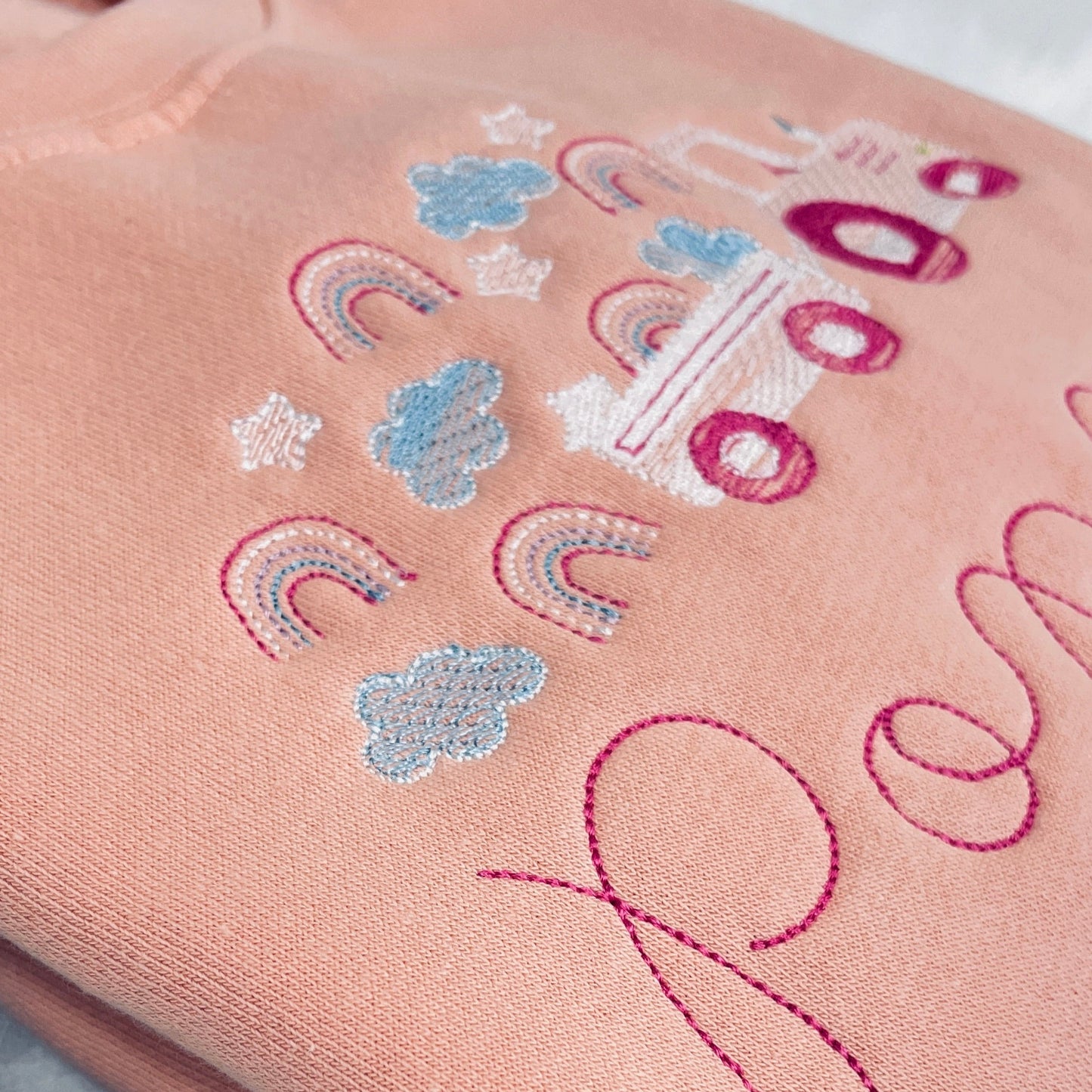Rainbows & Clouds Girls Personalised Embroidered Sweater