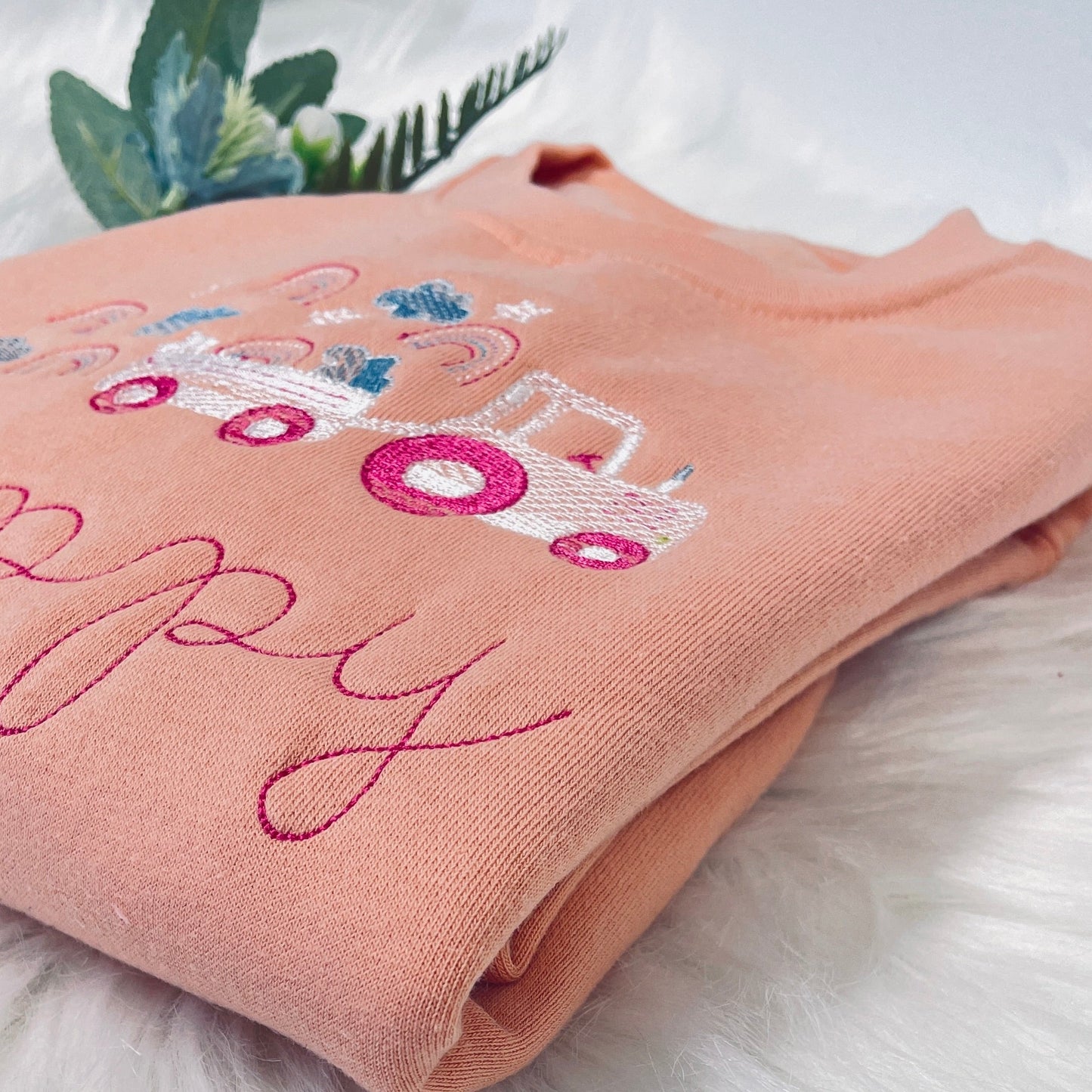 Rainbows & Clouds Girls Personalised Embroidered Sweater