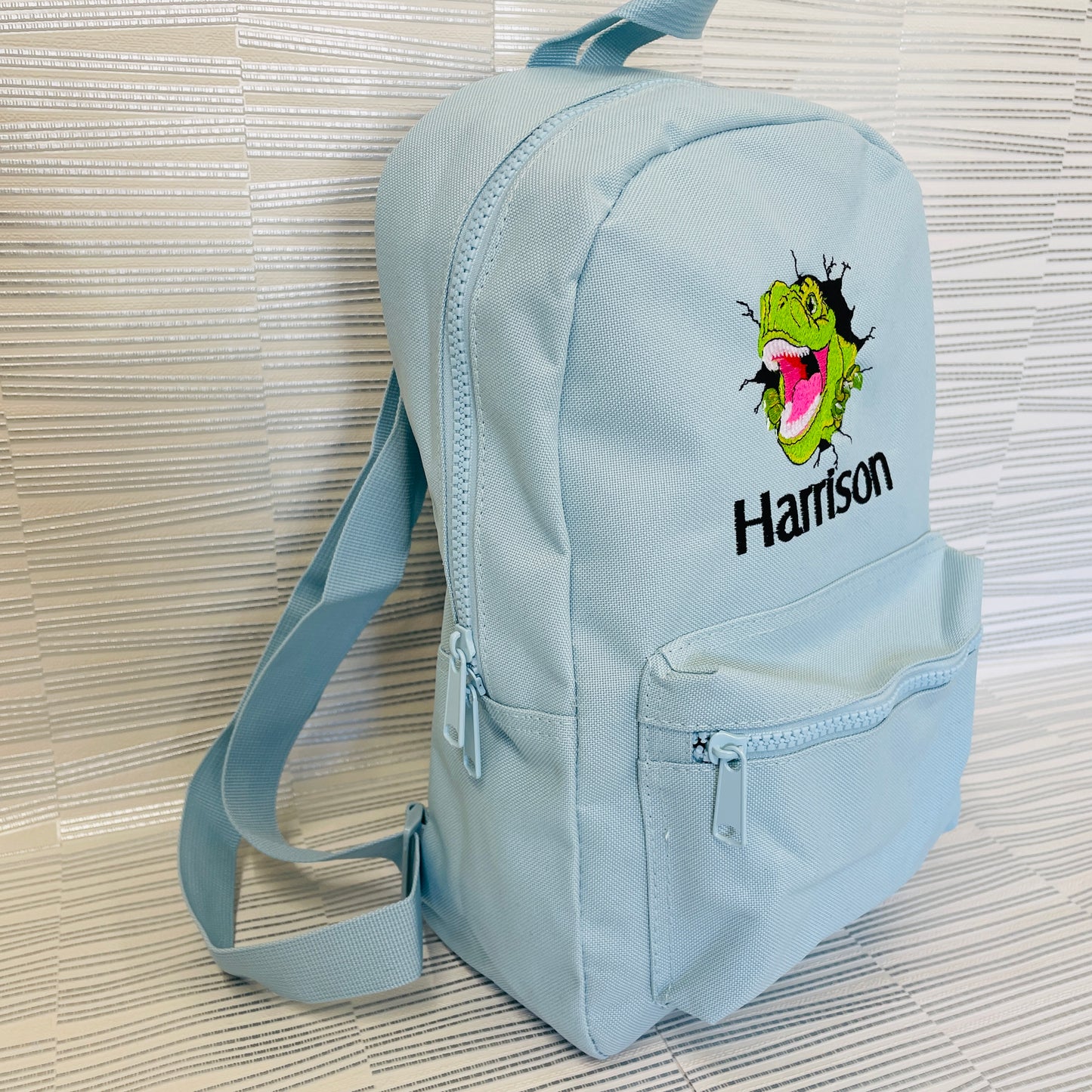 T-Rex Embroidered Personalised School or Nursery Backpack For Children Back To School
