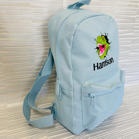 T-Rex Embroidered Personalised School or Nursery Backpack For Children Back To School