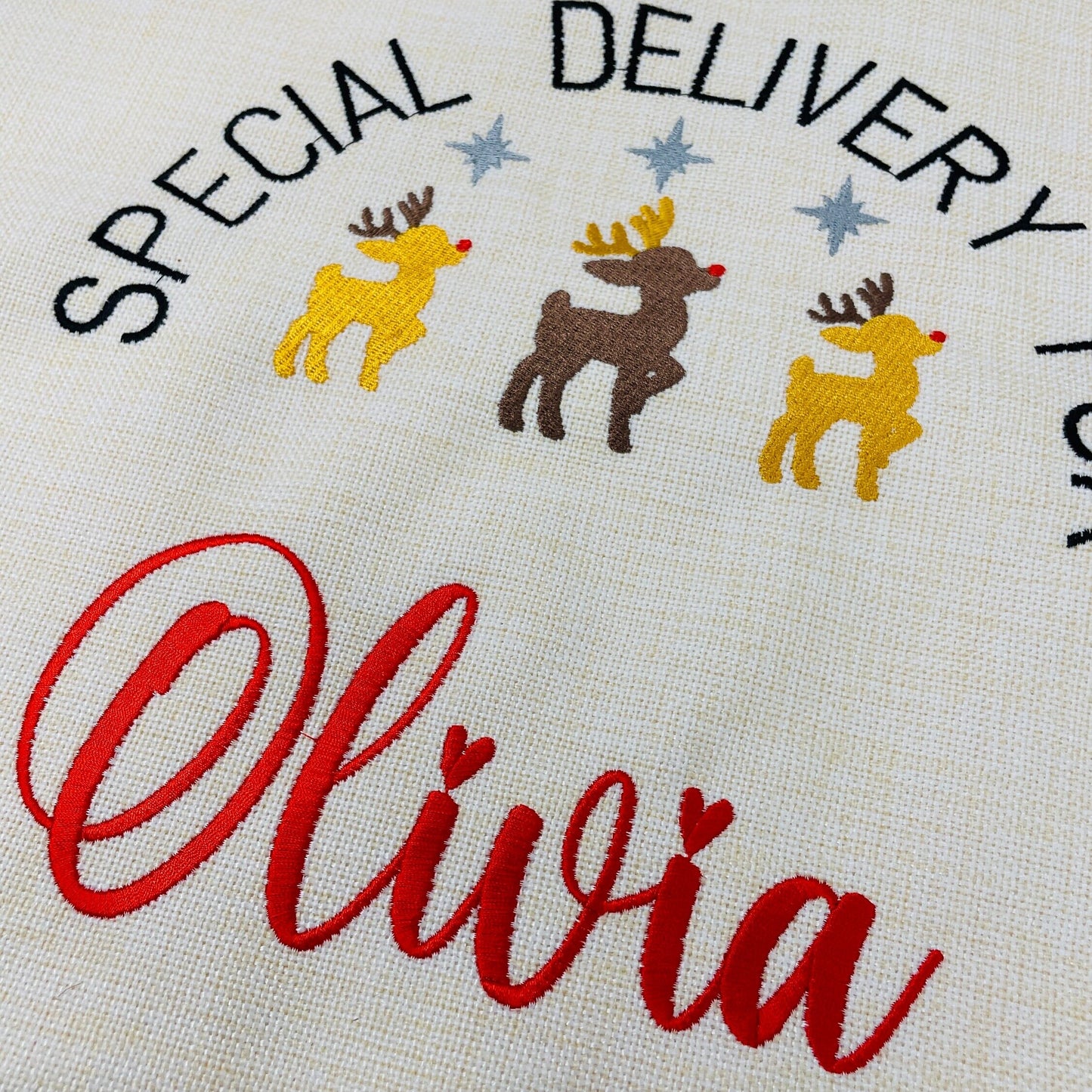 Embroidered Reindeer Christmas Santa Sack Personalised With Childs Name