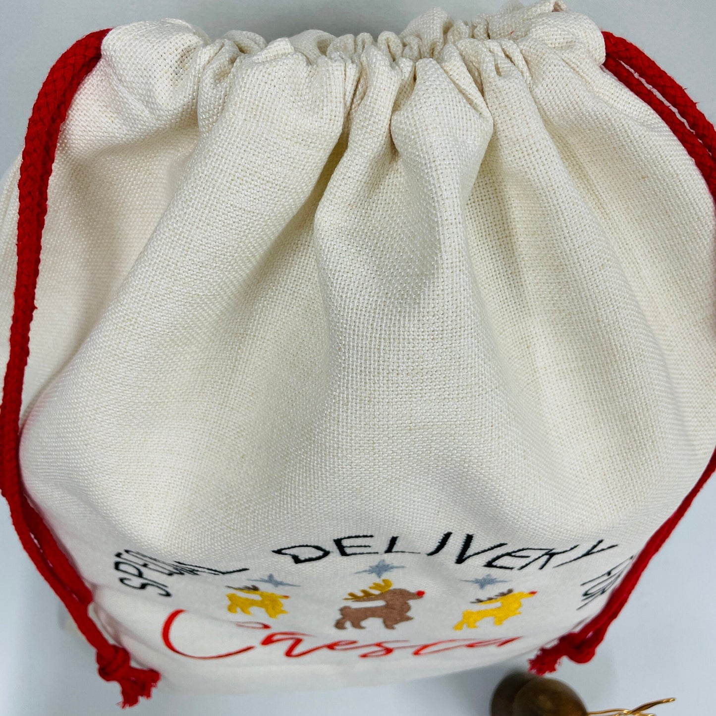 Embroidered Reindeer Christmas Santa Sack Personalised With Childs Name