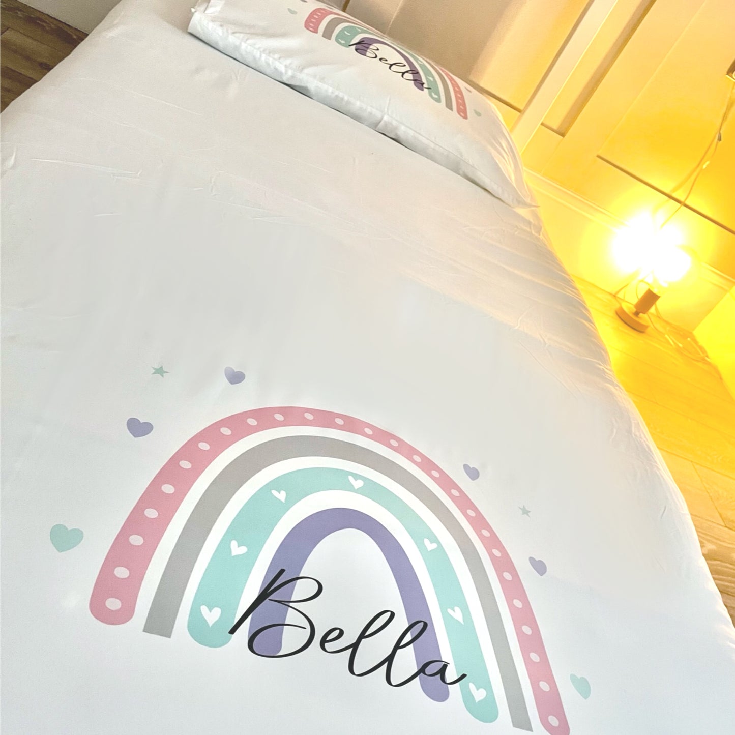 Pastel Rainbow Single Duvet Cover Set - Add a Personalised Touch to Your Little Ones Bed