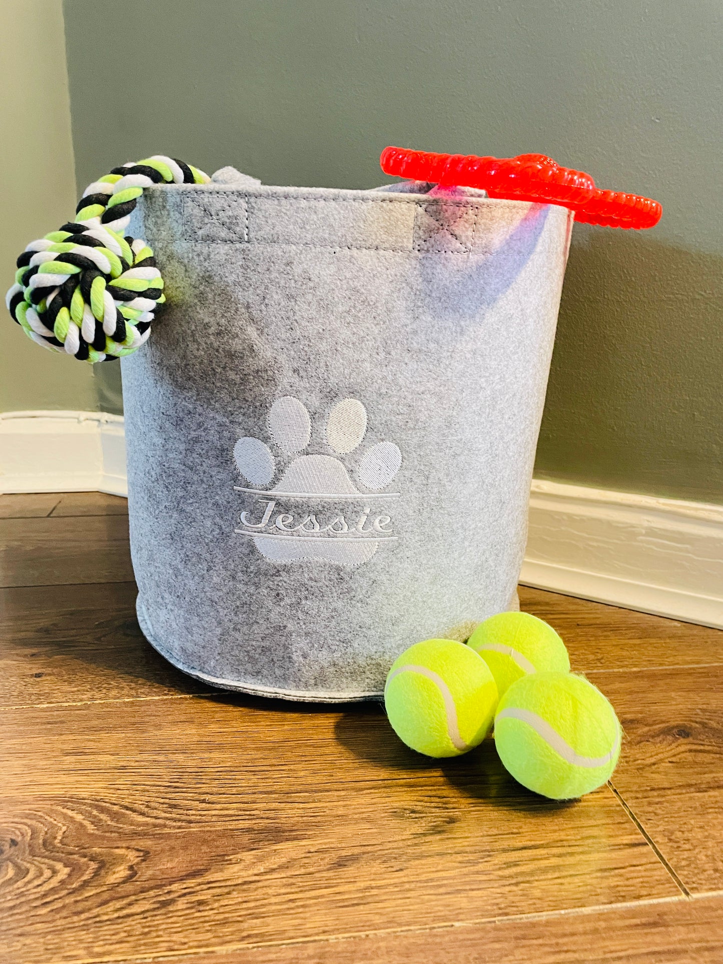 Personalised Pet Dog or Cat Toy Basket Embroidered With Your Pets Name