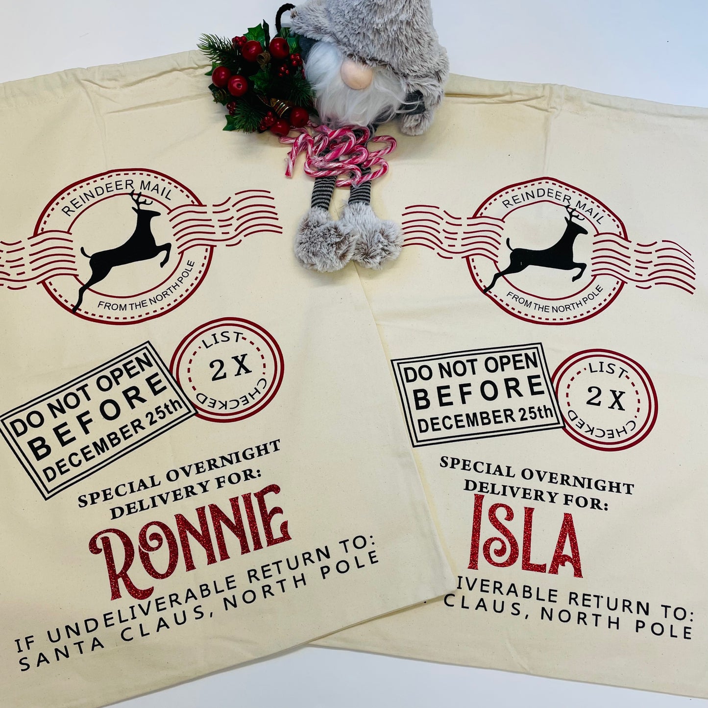 Reindeer Mail Personalised Christmas Santa Sack