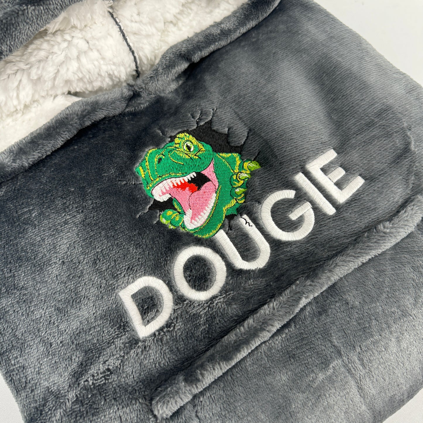 T-Rex Personalised Adults & Children's Oversized Hooded Sherpa Blanket