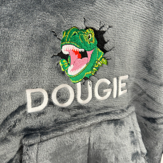 T-Rex Personalised Adults & Children's Oversized Hooded Sherpa Blanket