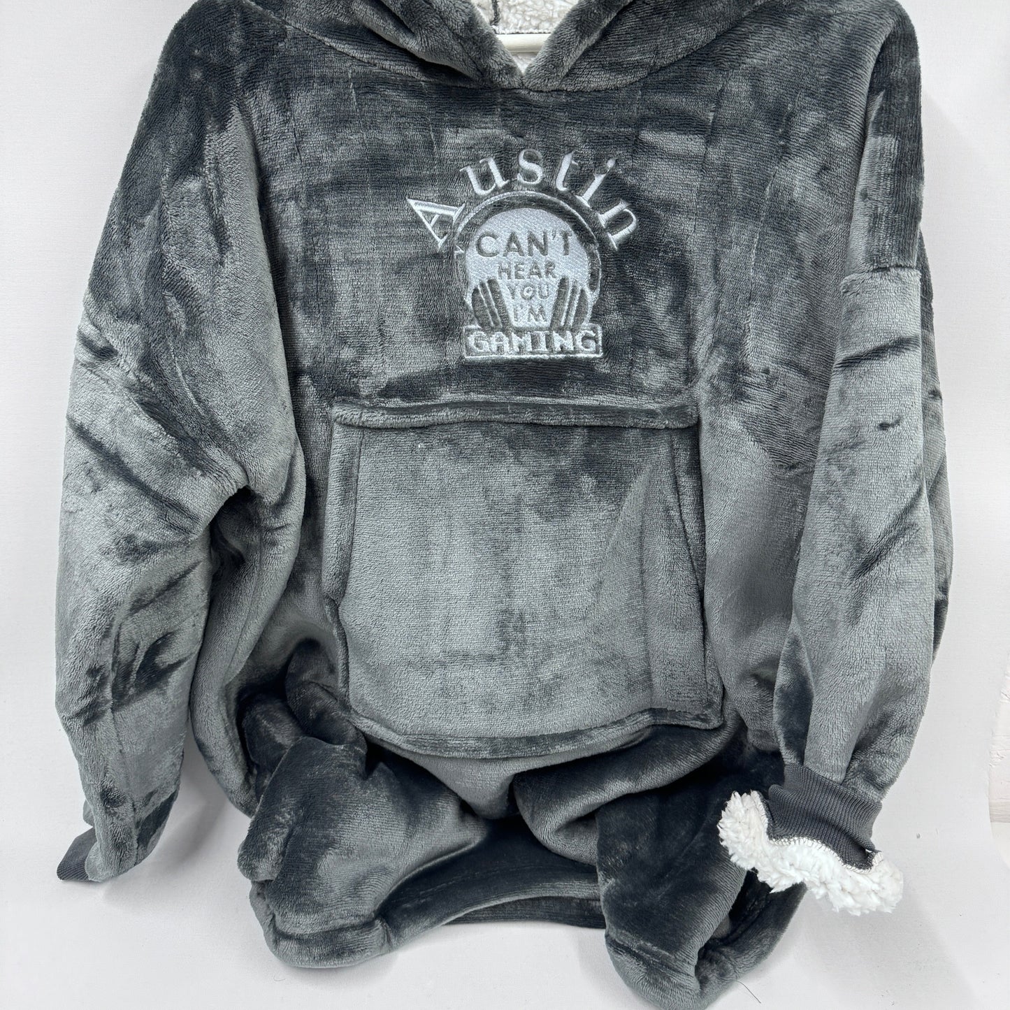Cant Hear You Personalised Adults & Children's Oversized Hooded Sherpa Blanket
