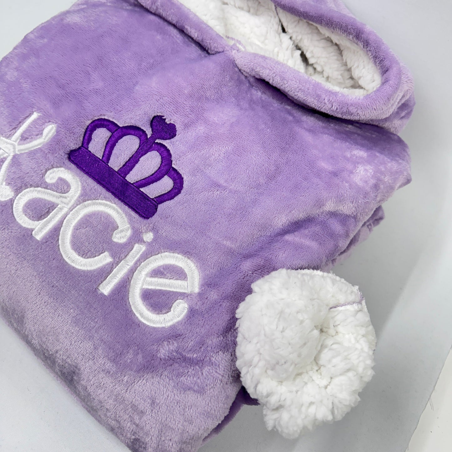 Personalised Crown Children & Adults Oversized Hooded Sherpa Blanket
