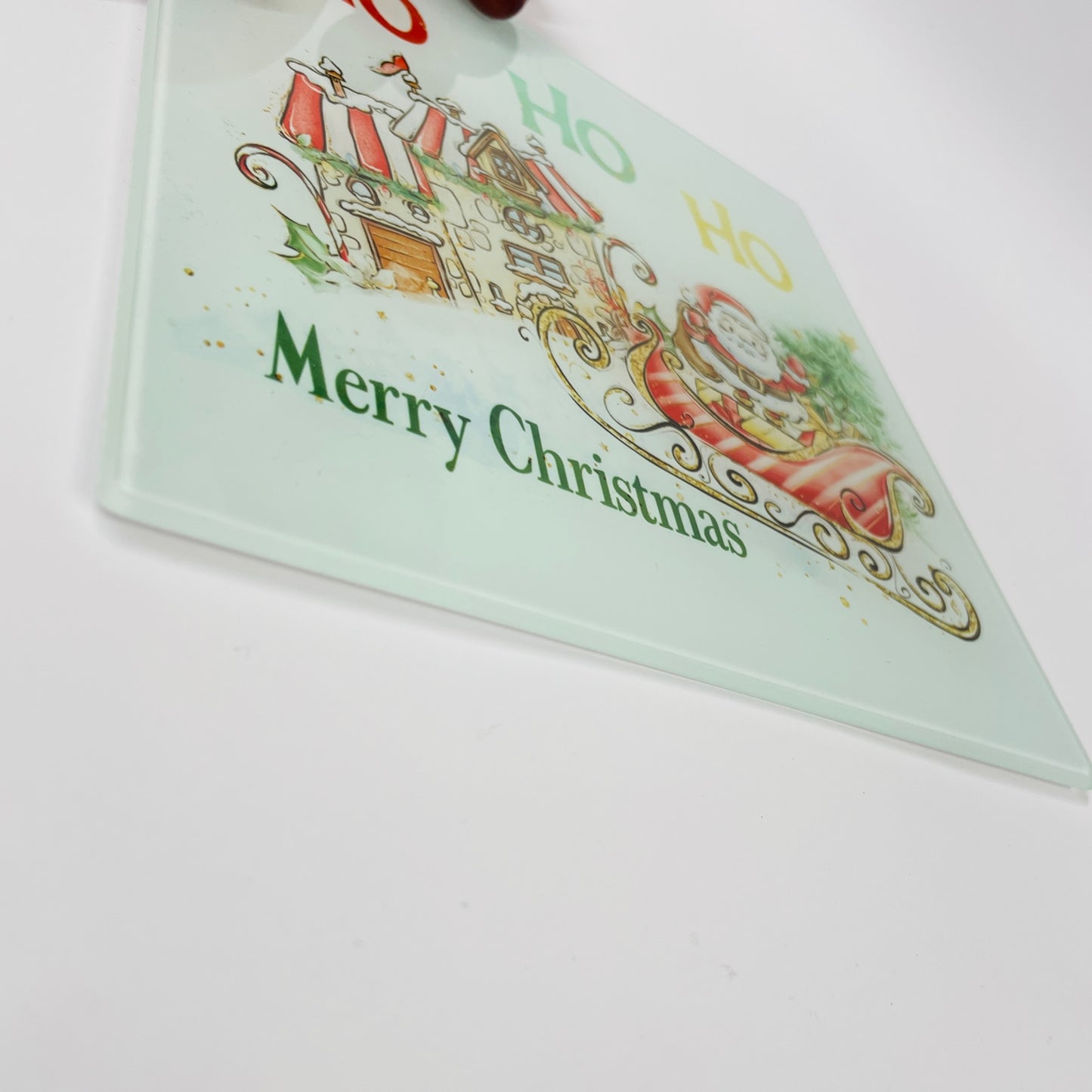 Ho Ho Ho Santa / Father Christmas Glass Chopping Board - Christmas Worktop Saver