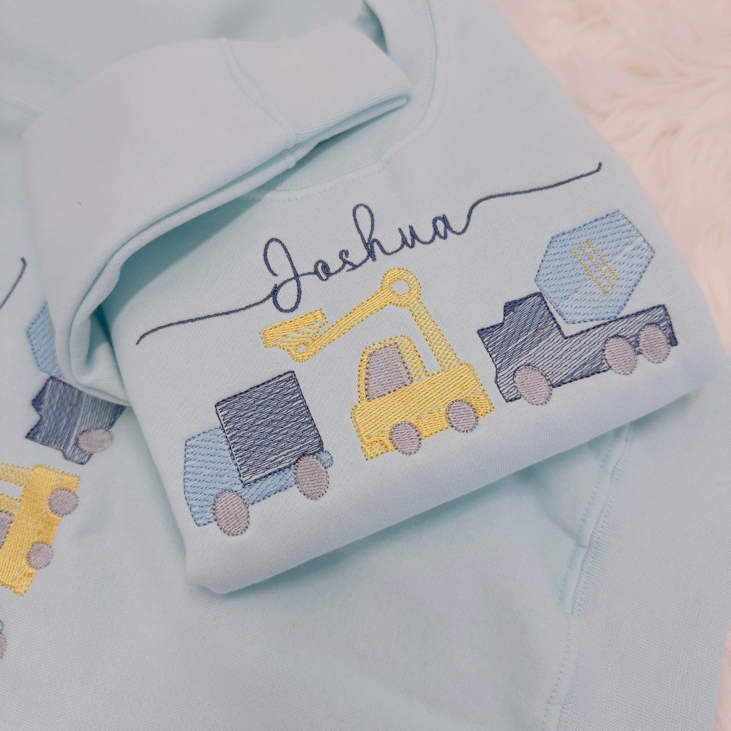 Children/Toddler Embroidered Construction Vehicles Personalised Sweater