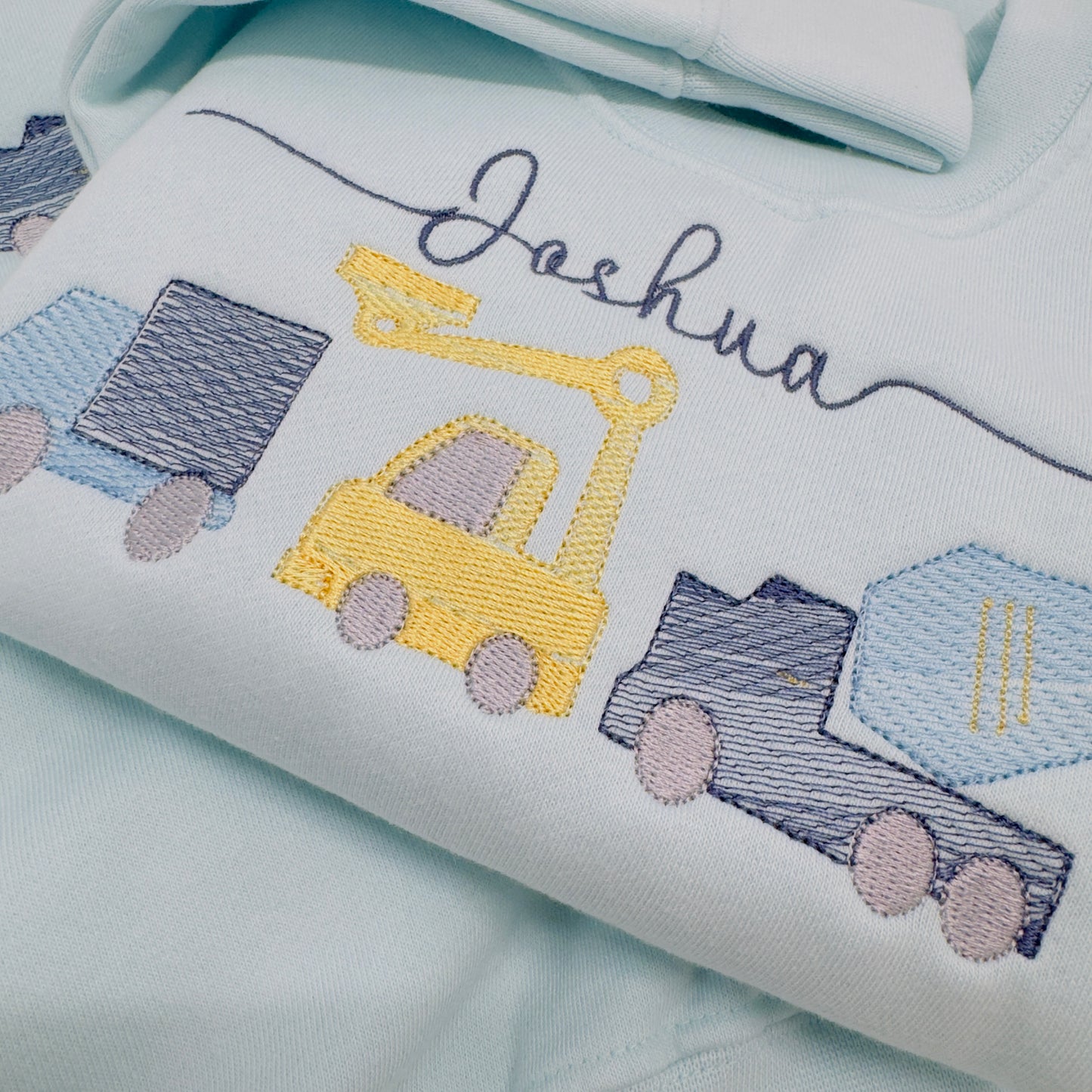 Children/Toddler Embroidered Construction Vehicles Personalised Sweater