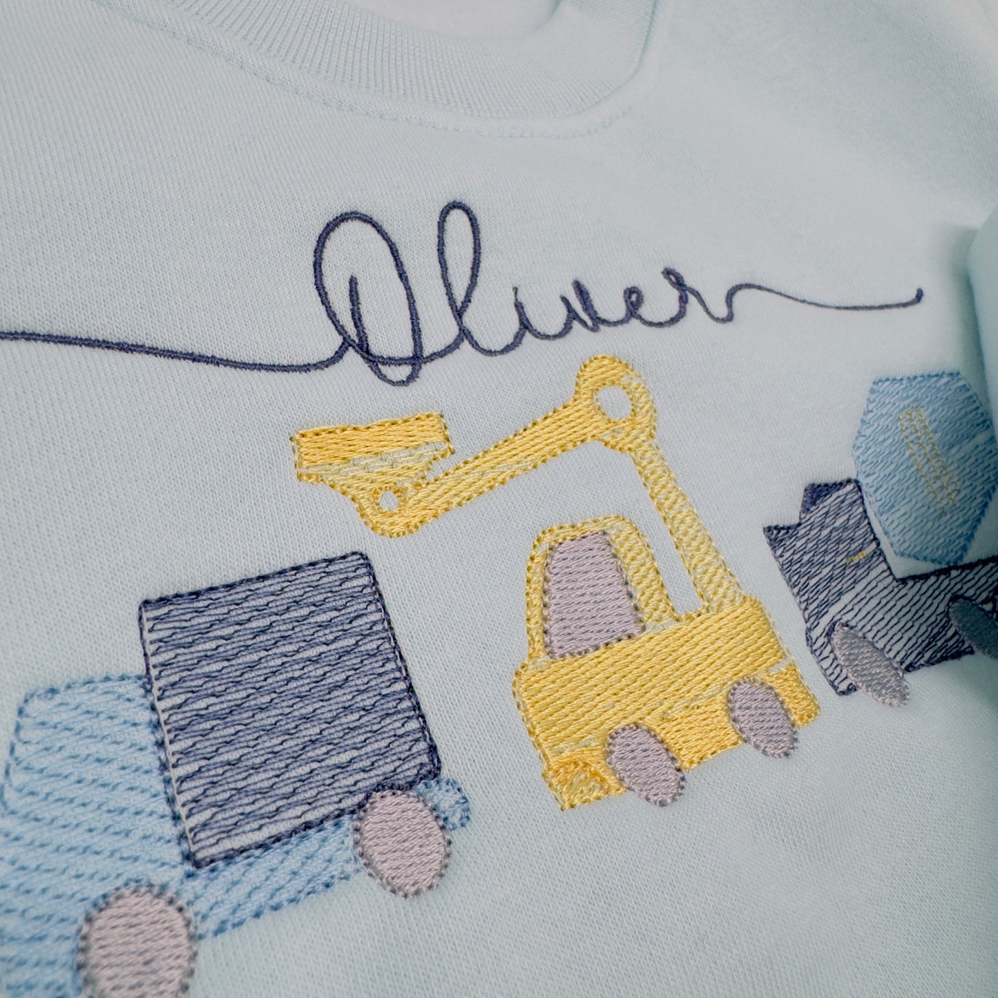 Children/Toddler Embroidered Construction Vehicles Personalised Sweater