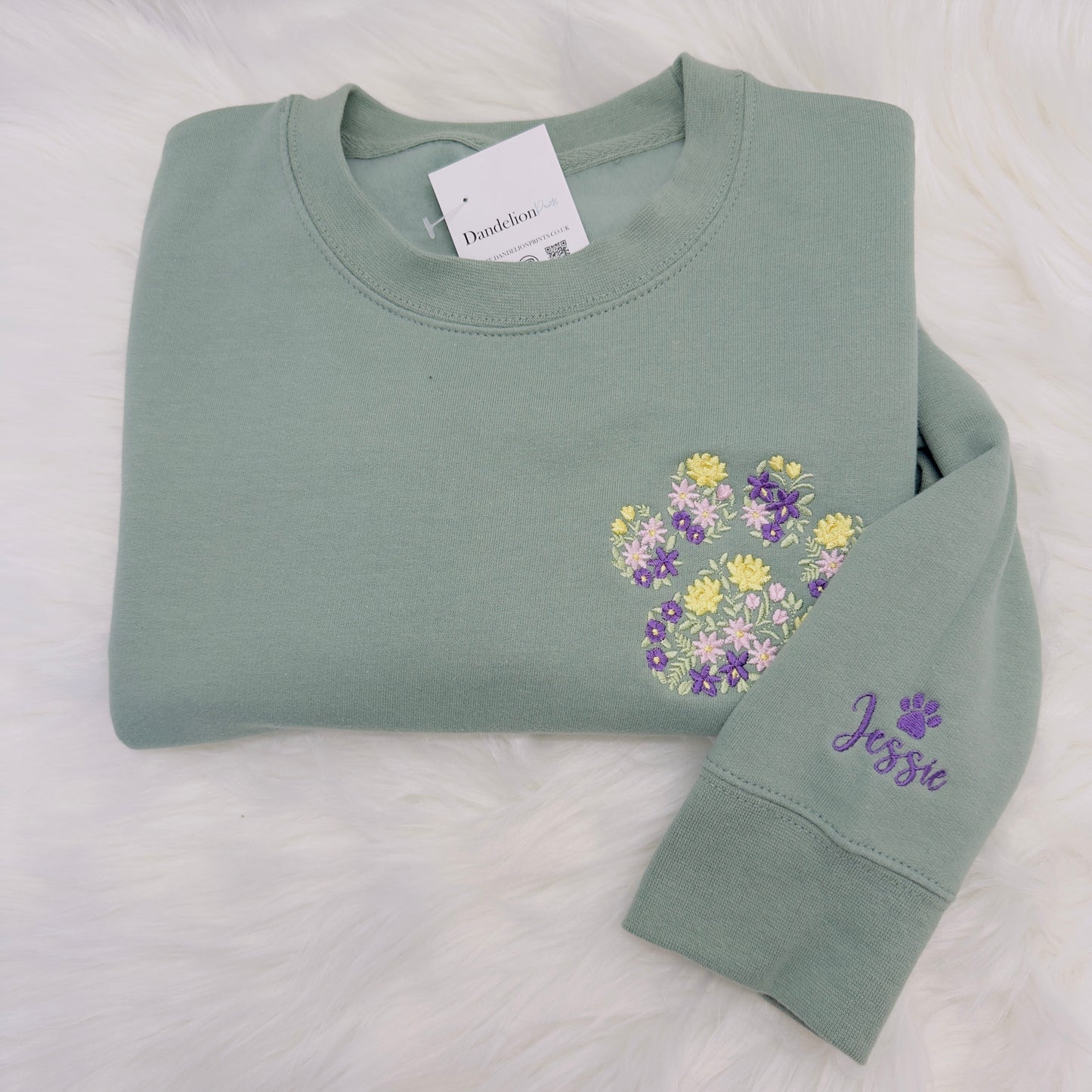Dog Paw Print Embroidered Personalised Sweater or Hoodie. Various Colours to Choose From