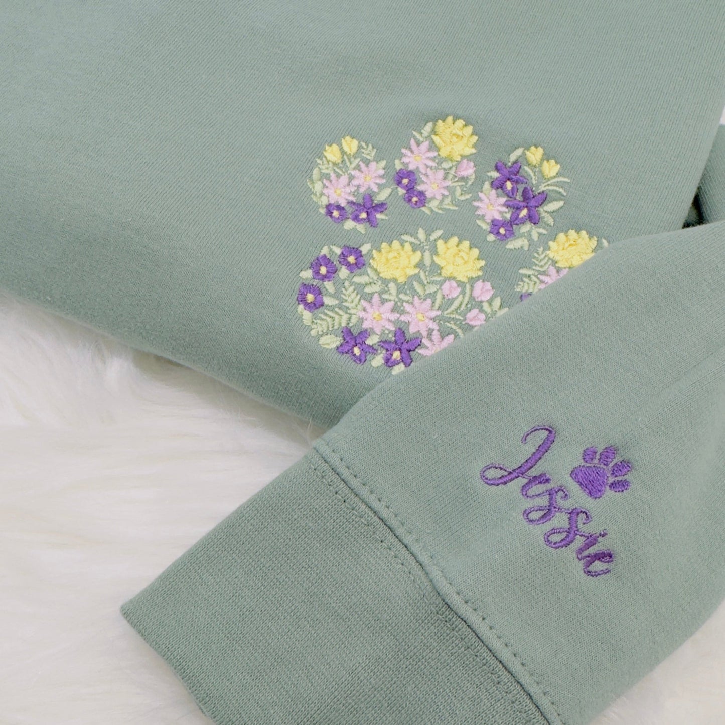 Dog Paw Print Embroidered Personalised Sweater or Hoodie. Various Colours to Choose From