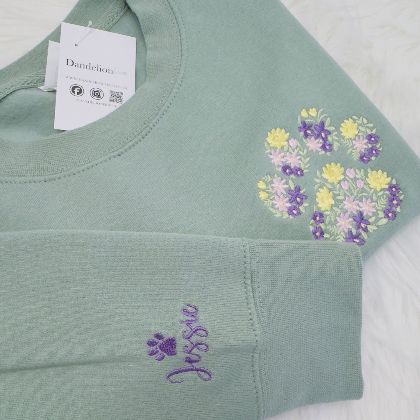 Dog Paw Print Embroidered Personalised Sweater or Hoodie. Various Colours to Choose From