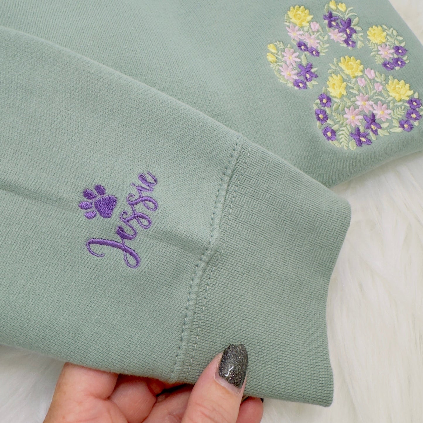 Dog Paw Print Embroidered Personalised Sweater or Hoodie. Various Colours to Choose From