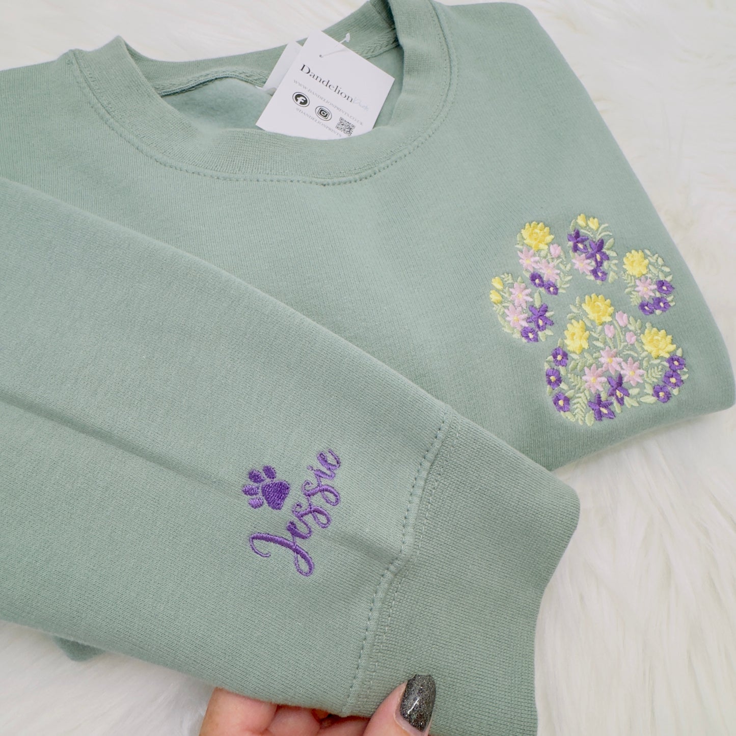 Dog Paw Print Embroidered Personalised Sweater or Hoodie. Various Colours to Choose From