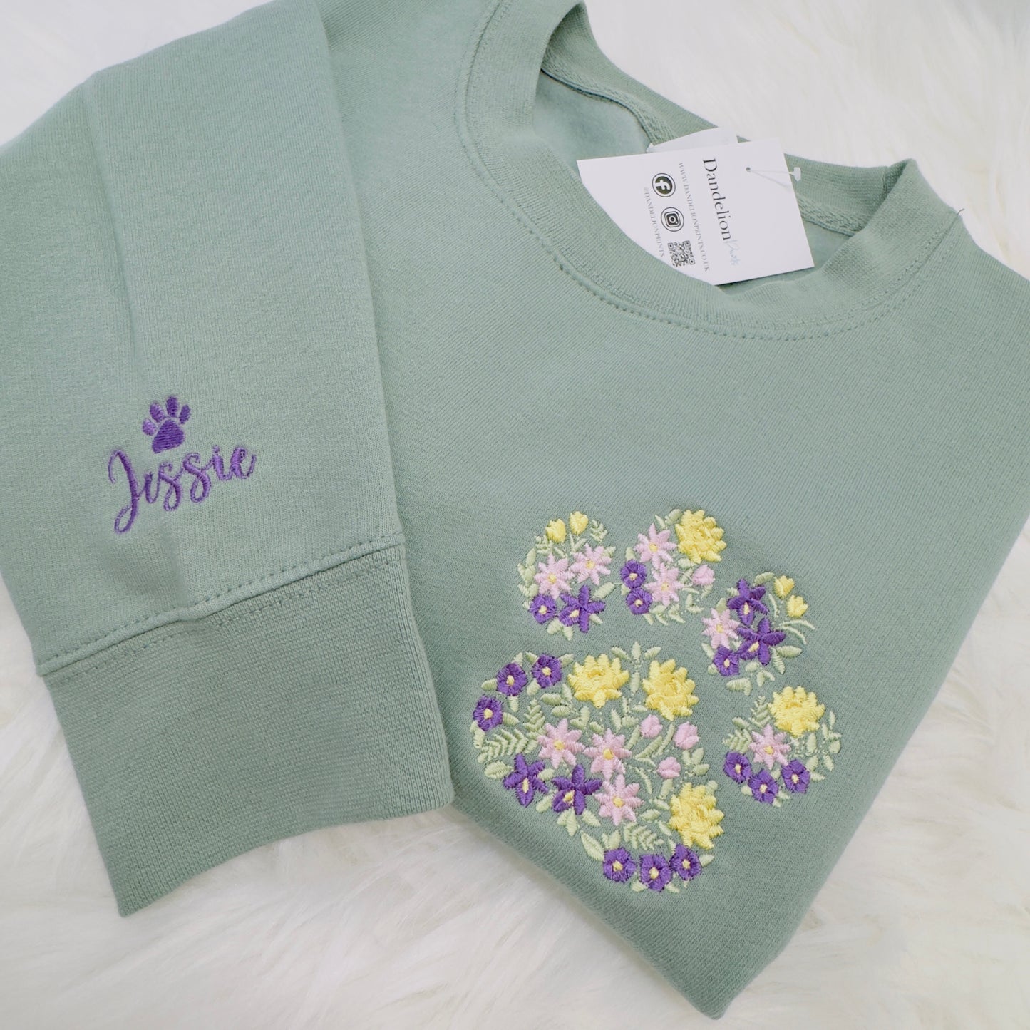 Dog Paw Print Embroidered Personalised Sweater or Hoodie. Various Colours to Choose From