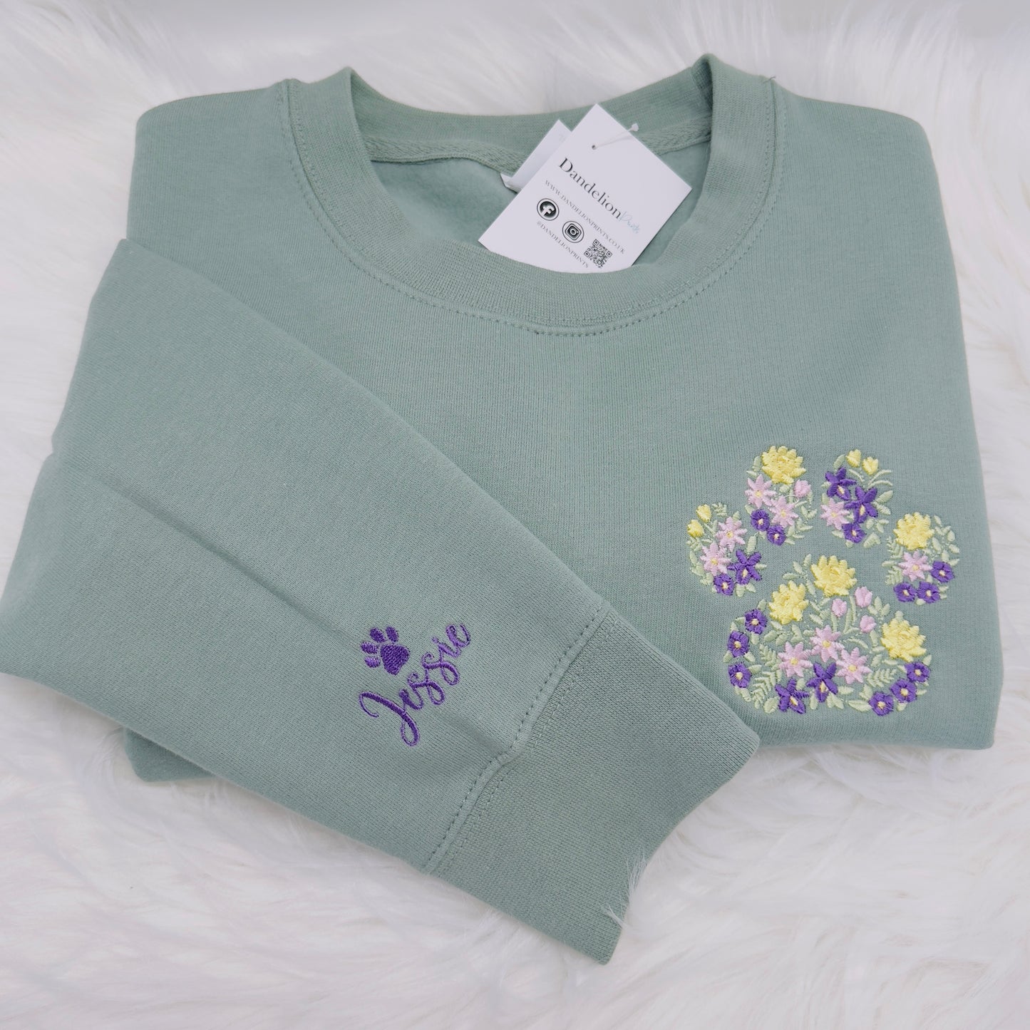 Dog Paw Print Embroidered Personalised Sweater or Hoodie. Various Colours to Choose From