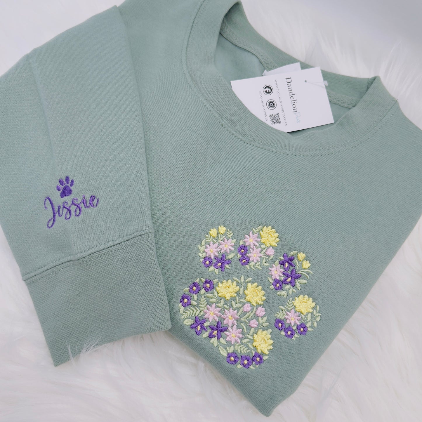 Dog Paw Print Embroidered Personalised Sweater or Hoodie. Various Colours to Choose From