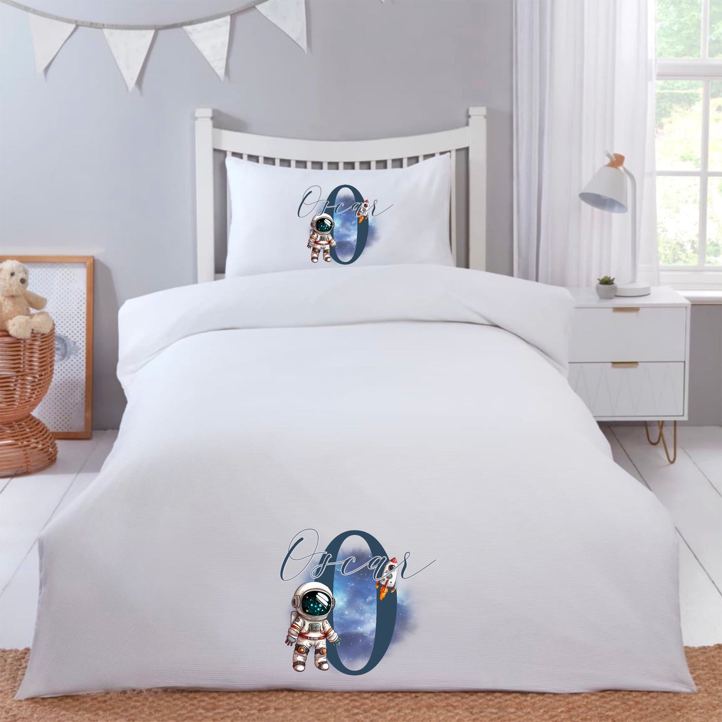 Children's Astronaut Personalised Duvet Cover and Pillow Case Set