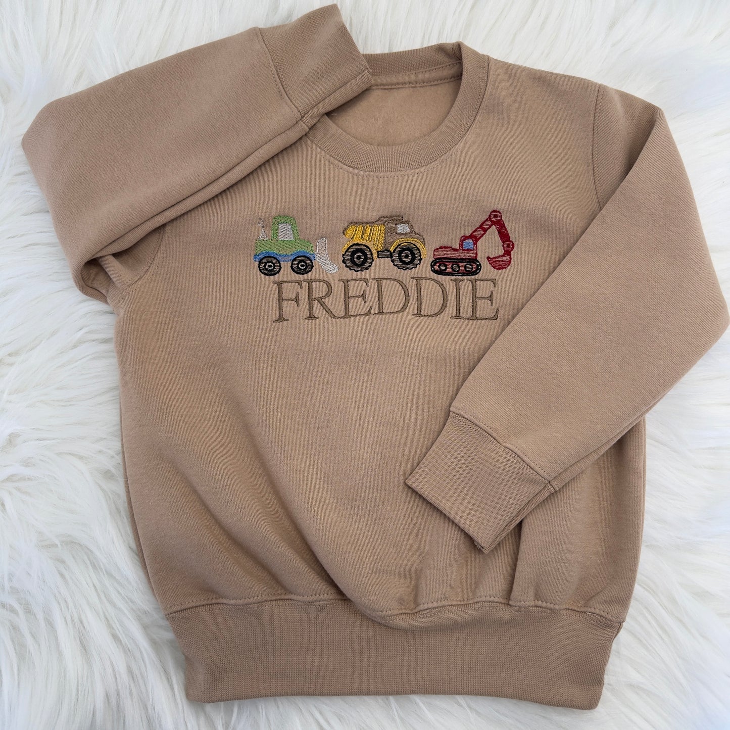 Personalised Diggers Children's Embroidered Jumper